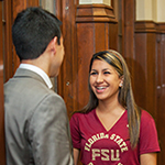 Photo of FSU student's talking in hallway