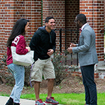 Photo of FSU students talking on campus
